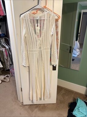 Bohemian Crochet Maxi cardigan  - Cream